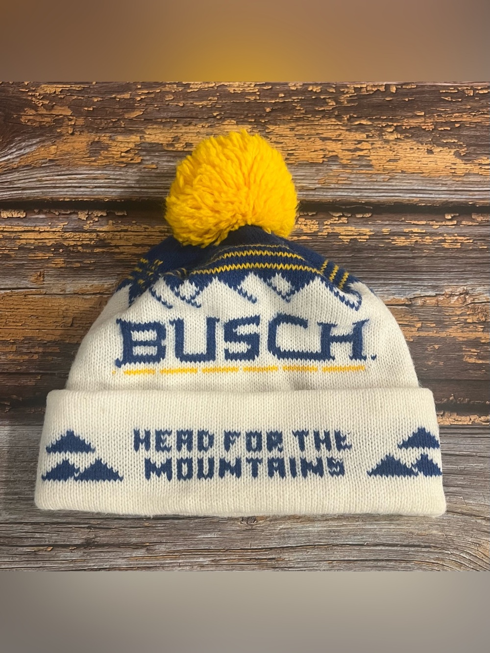Vintage BUSCH BEER HEAD FOR THE MOUNTAINS Unisex Beanie Cap
